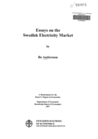 Essays on the Swedish electricity market
