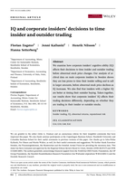 IQ and corporate insiders’ decisions to time insider and outsider trading