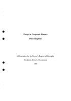 Essays in corporate finance