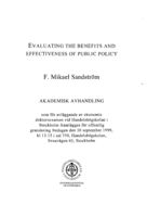Evaluating the benefits and effectiveness of public policy