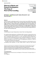 Distrust in Banks and Fintech Participation: The Case of Peer-to-Peer Lending