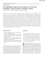 How Individuals Engage in the Absorption of New External Knowledge: A Process Model of Absorptive Capacity
