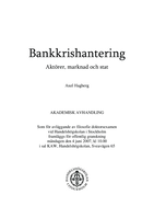 Bankkrishantering : aktörer, marknad och stat