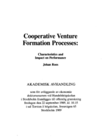 Cooperative venture formation processes : characteristics and impact on performance