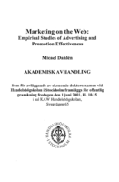 Marketing on the Web : empirical studies of advertising and promotion effectiveness