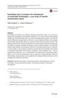 Knowledge types to progress the development of sustainable technologies: A case study of Swedish demonstration plants