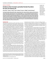 Evidence that investors penalize female founders for lack of industry fit