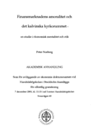 Finansmarknadens amoralitet och det kalvinska kyrkorummet : en studie i ekonomisk mentalitet och etik