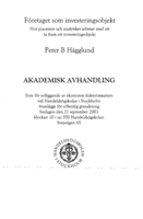 Företaget som investeringsobjekt : hur placerare och analytiker arbetar med att ta fram ett investeringsobjekt