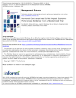Hormonal Contraceptives Do Not Impact Economic Preferences: Evidence from a Randomized Trial