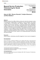 Beyond Service Production: Volunteering for Social Innovation