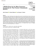 I Will Be Green for Us: When Consumers Compensate for Their Partners’ Unsustainable Behavior