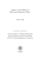 Essays on the effects of fiscal and monetary policy