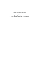 Open Entrepreneurship: Investigating Entrepreneurship in Open Source Software Communities