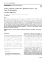 Enabling Sustainable Transformation: Hybrid Organizations in Early Phases of Path Generation