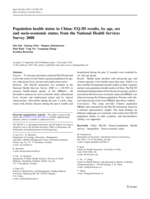 Population health status in China: EQ-5D results, by age, sex and socio-economic status, from the National Health Services Survey 2008