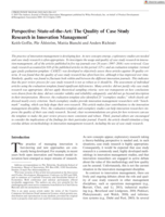 Perspective: State-of-the-Art: The Quality of Case Study Research in Innovation Management
