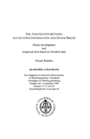 The association between accounting information and stock prices : model development and empirical tests based on Swedish data