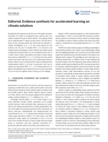Editorial: Evidence synthesis for accelerated learning on climate solutions