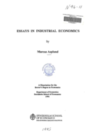 Essays in industrial economics
