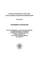 Beyond the emotional work event : social sharing of emotion in organizations