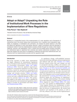 Adopt or Adapt? Unpacking the Role of Institutional Work Processes in the Implementation of New Regulations