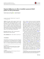 Regional differences in effects of publicly sponsored R&D grants on SME performance