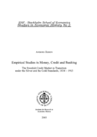 Empirical studies in money, credit and banking : the Swedish credit market in transition under the silver and gold standards 1834-1913