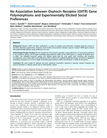 No Association between Oxytocin Receptor (OXTR) Gene Polymorphisms and Experimentally Elicited Social Preferences