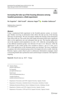 Increasing the take-up of the housing allowance among Swedish pensioners: A field experiment
