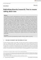 Radicalizing diversity (research): Time to resume talking about class