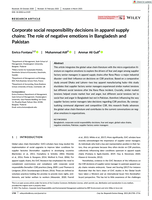 Corporate social responsibility decisions in apparel supply chains: The role of negative emotions in Bangladesh and Pakistan