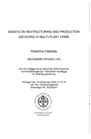 Essays on restructuring and production decisions in multi-plant firms