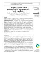 The practice of talent management: a framework and typology