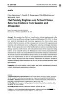 Civil Society Regimes and School Choice Reforms: Evidence from Sweden and Milwaukee