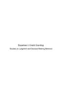 Expertise in credit granting : studies on judgment and decision-making behavior
