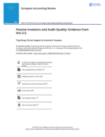 Passive Investors and Audit Quality: Evidence from the U.S