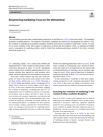 Resurrecting marketing: Focus on the phenomena