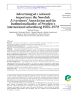 Advertising of a national importance the Swedish Advertisers' Association and the institutionalization of Sweden's international advertising 1955-1972