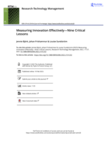 Measuring Innovation Effectively-Nine Critical Lessons Companies looking to improve how they measure innovation can use nine critical lessons organized according to the themes of strategy, organization, and measurement design