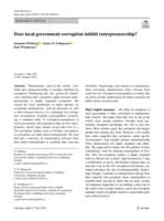 Does local government corruption inhibit entrepreneurship?