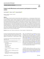 Product recall effectiveness and consumers' participation in corrective actions