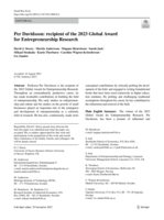 Per Davidsson: Recipient of the 2023 Global Award for Entrepreneurship Research