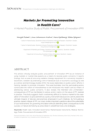 Markets for Promoting Innovation in Health Care?: A Market Practice Study of Public Procurement of Innovation (PPI)