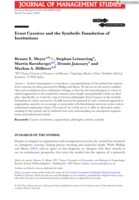 Ernst Cassirer and the Symbolic Foundation of Institutions