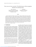 Now you see it now you don't: The effectiveness of the recognition heuristic for selecting stocks