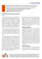 Parental Divorce Affects Future Entrepreneurial Success