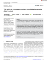 This article is… Consumer reactions to unfinished teasers for digital content