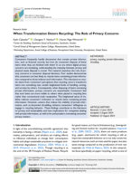 When Transformation Deters Recycling: The Role of Privacy Concerns