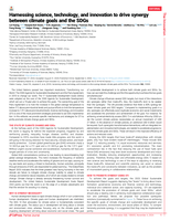 Harnessing science, technology, and innovation to drive synergy between Climate Goals and the SDGs